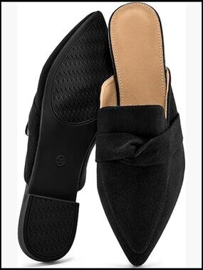 Pointed Toe Mules Elegant Chic Casual Flats Slip On Loafers Office Walking Shoes